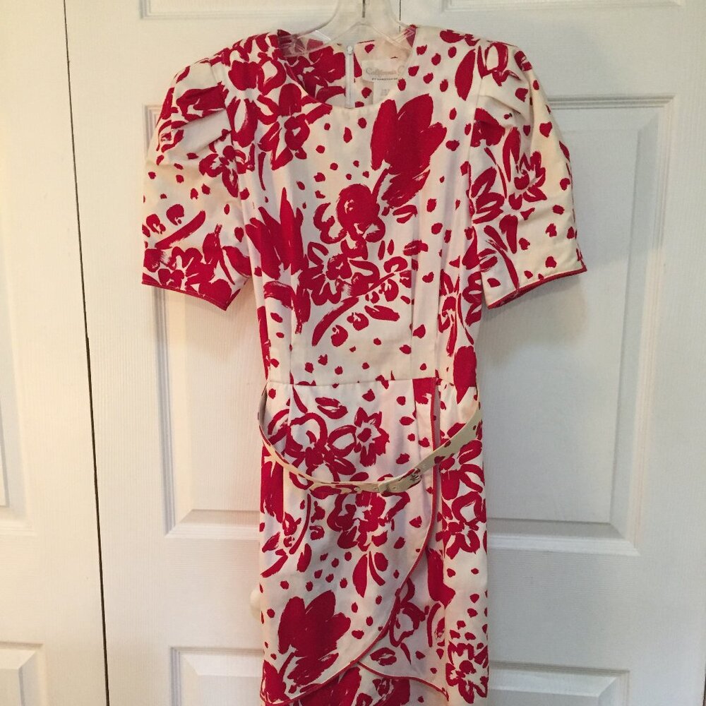 Vtg California Design Dorothy Samuel Floral Layered Belted Dress Cottagecore 12